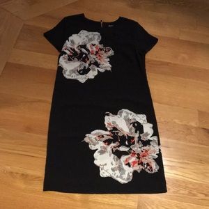 Black and white short sleeve work dress